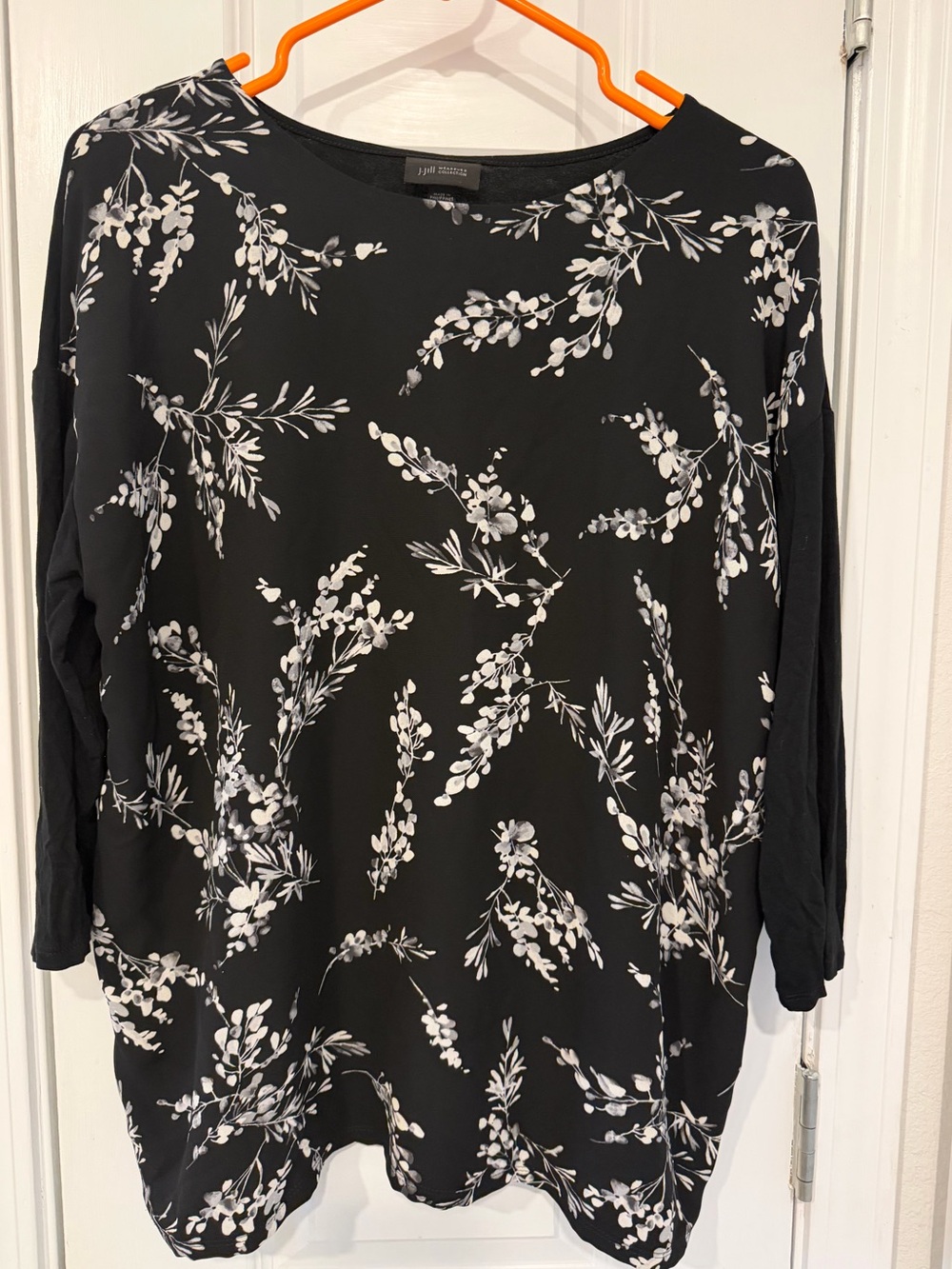 J Jill Black & White Floral Top